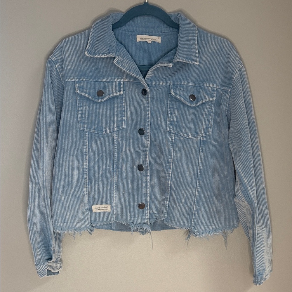 Simply Southern Medium Soft Blue Corduroy Jacket‎